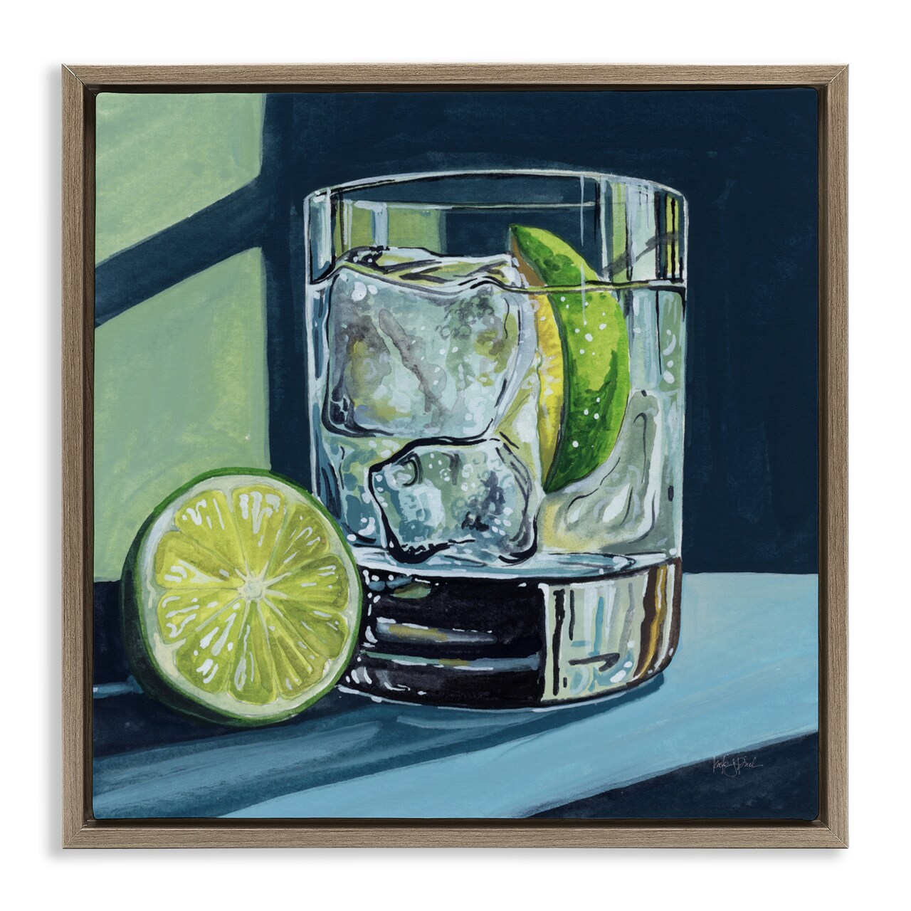 Stupell Industries Lime & Gin Tonic Cocktail Floating Frame, design by Kate Jarvik Birch